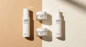 여백을 살린 미니멀 패키징의 K-뷰티 스킨케어 제품 대표 이미지