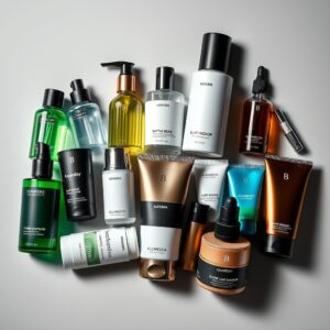 한국 남성 그루밍을 표현하기 위한 남성 화장품들의 예시