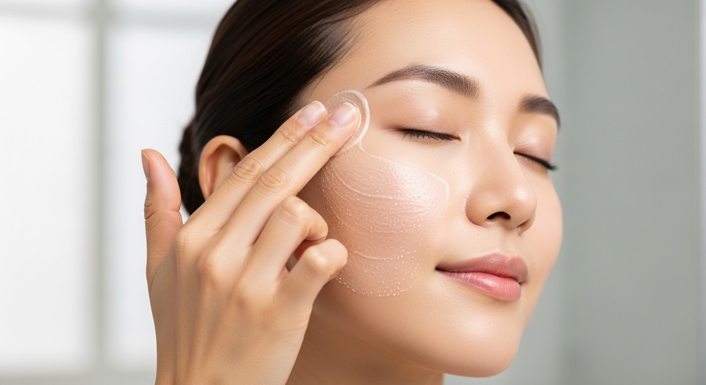 각질 제거 주기를 실천하는 일상 피부 관리 모습