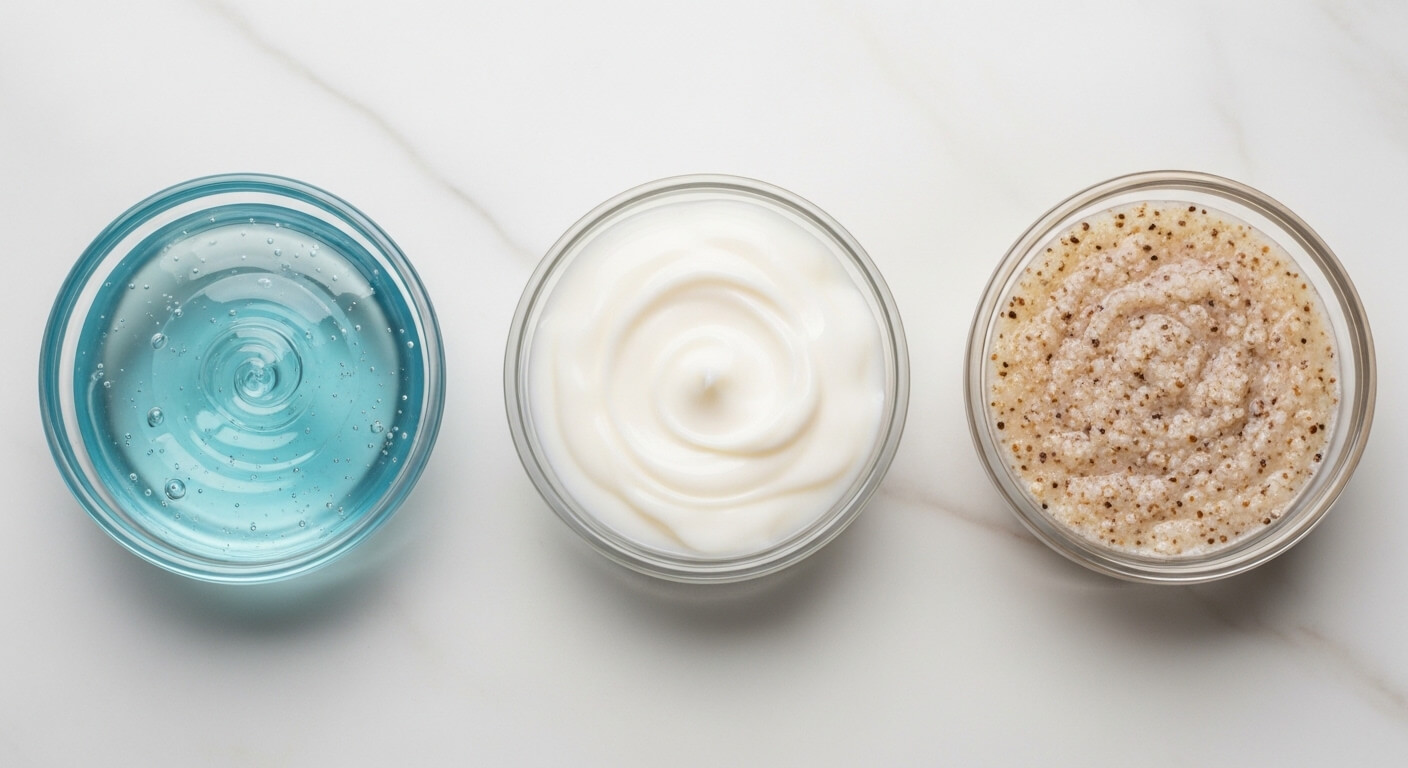 피부 타입별 필링과 스크럽 선택 젤·크림·스크럽 입자 세 가지 질감 비교