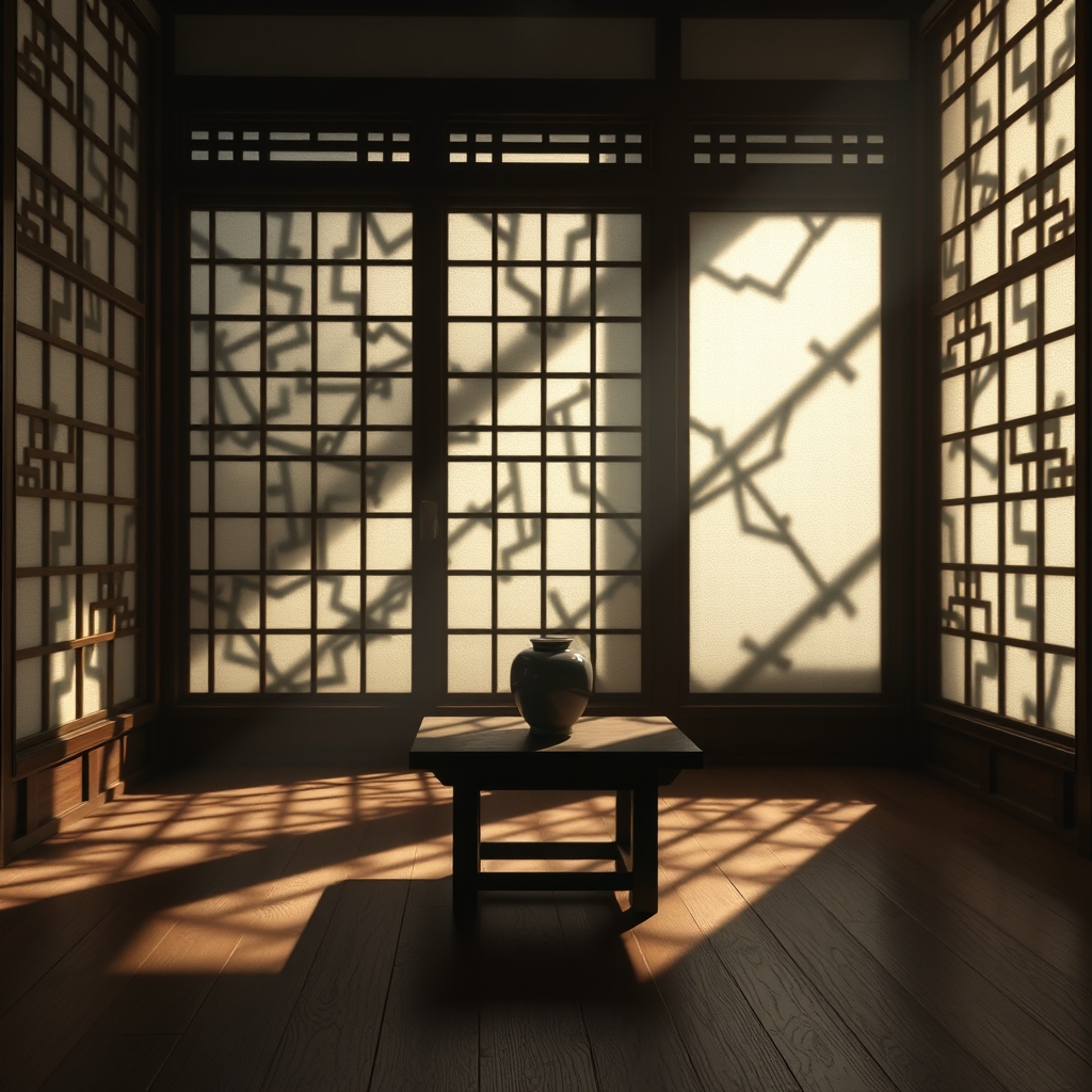 아늑한 거실에서 부드러운 간접 조명으로 한국 드라마 같은 분위기를 연출한 모습