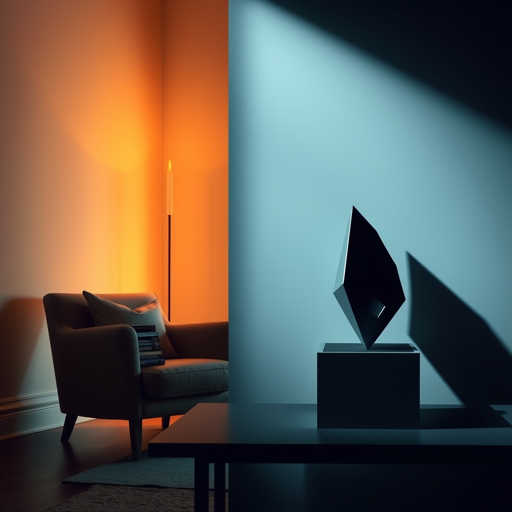 개인이 직접 설치한 다양한 색온도의 조명으로 침실을 꾸며 편안하게 쉬는 모습