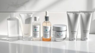 K-뷰티 루틴을 설명하기 위해 대한민국의 화장품을 이미지로 나타냄