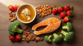 콜라겐 음식 완전 가이드-연어, 닭 육수, 딸기, 브로콜리, 견과류 등 피부 탄력에 도움이 되는 식품 구성